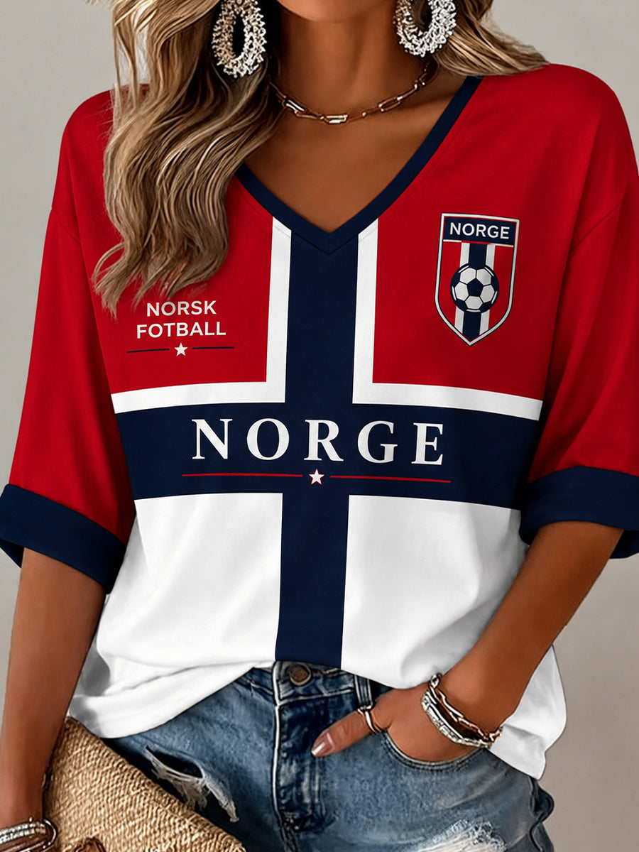 Retro nordisk vikingstil grafisk avslappet topp