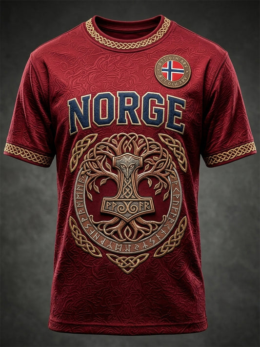 Herrer Norge Viking keltisk mønster trykk kortermet t-skjorte