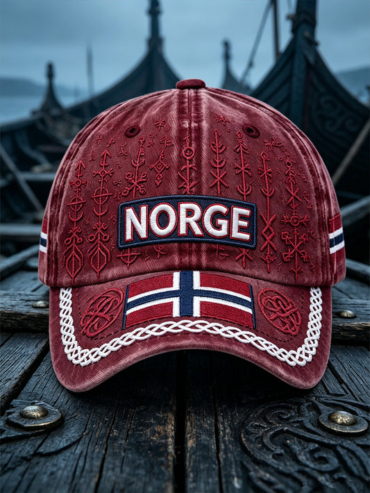 Retro norsk vikingemønstertrykt Unisex-hatt