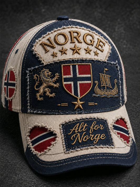 Unisex norsk vikingmotiv med patriotisk kulturell kunsttrykk på lue