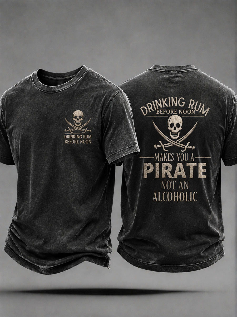 Mäns "Drickande rom före middag gör dig till en pirat, inte en alkoholist" Fun Pirate Rum Casual Unisex T-shirt