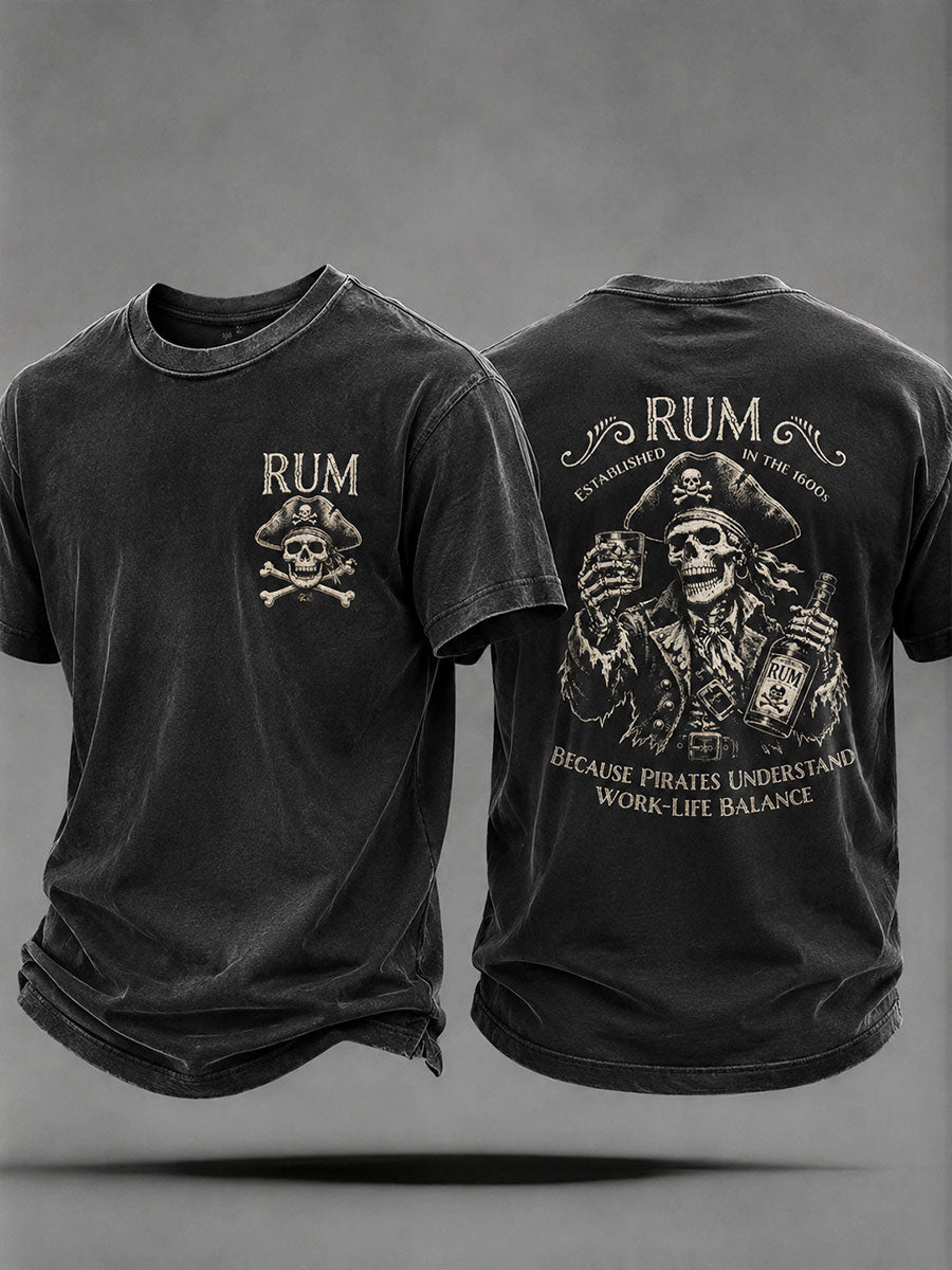 Mäns "För pirater förstår balans i arbetslivet" Fun Pirate Rum Casual Unisex T-shirt