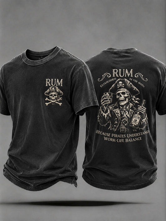 Mäns "För pirater förstår balans i arbetslivet" Fun Pirate Rum Casual Unisex T-shirt
