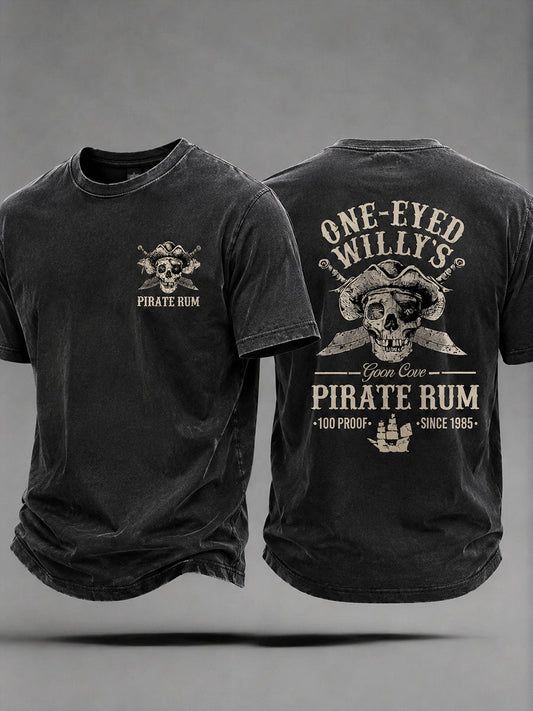 Mäns enögda Willies Rum Pirate Rum Fun Casual Unisex T-shirt