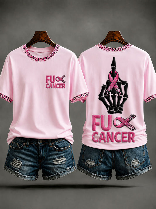 Kvinnors “Fuck cancer” Pink Ribbon Bröstcancer medvetenhet T-shirt
