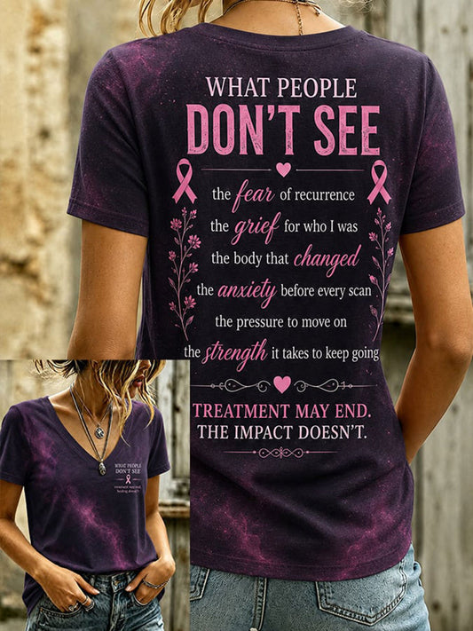 Kvinnors bröstcancer medvetenhet Grafisk Casual T-shirt
