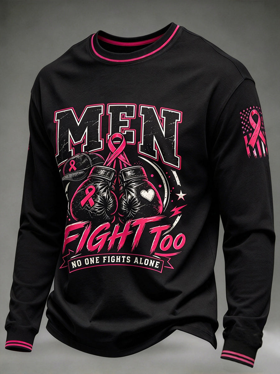 Mäns bröstcancer medvetenhet Riktiga män bär rosa lång ärm T-shirt