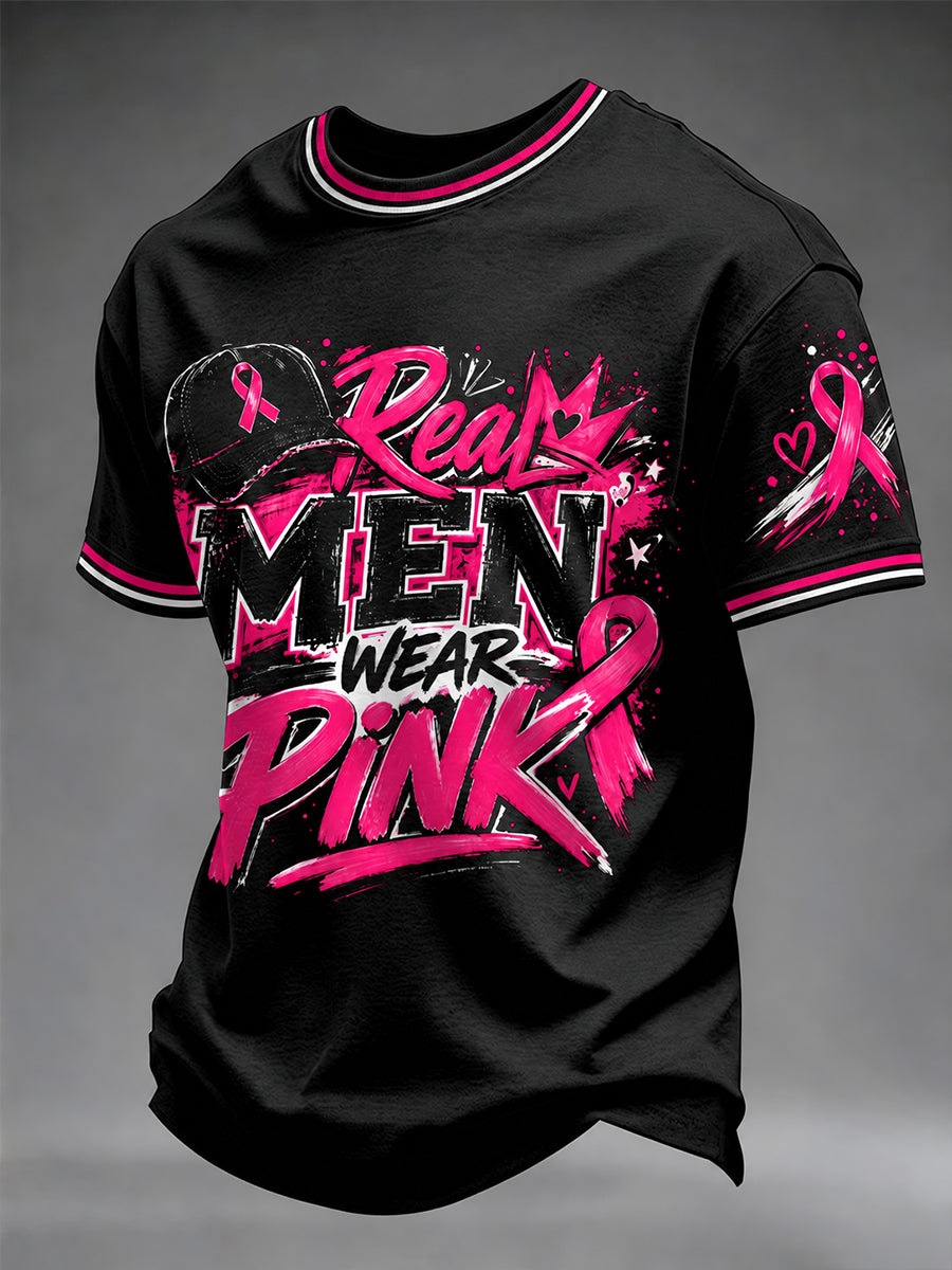 Mäns bröstcancermedvetenhet – T-shirt med texten ”Jag bär rosa för henne”