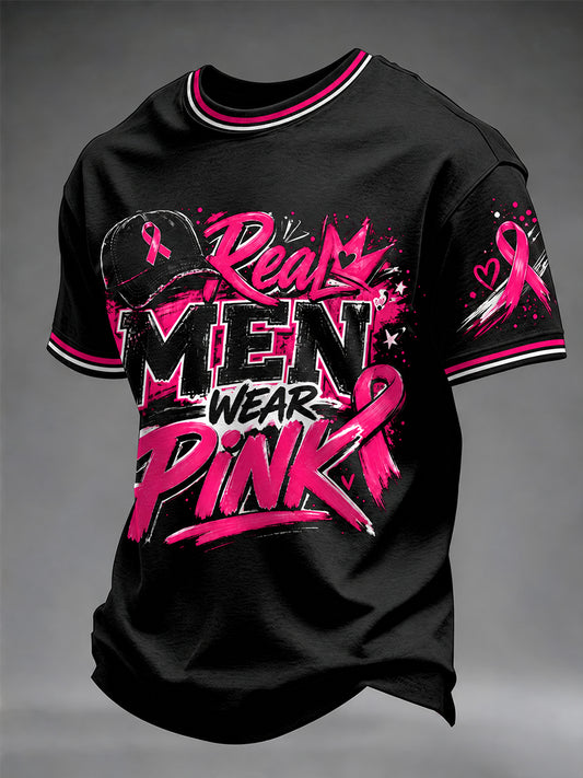 Mäns bröstcancermedvetenhet – T-shirt med texten ”Jag bär rosa för henne”