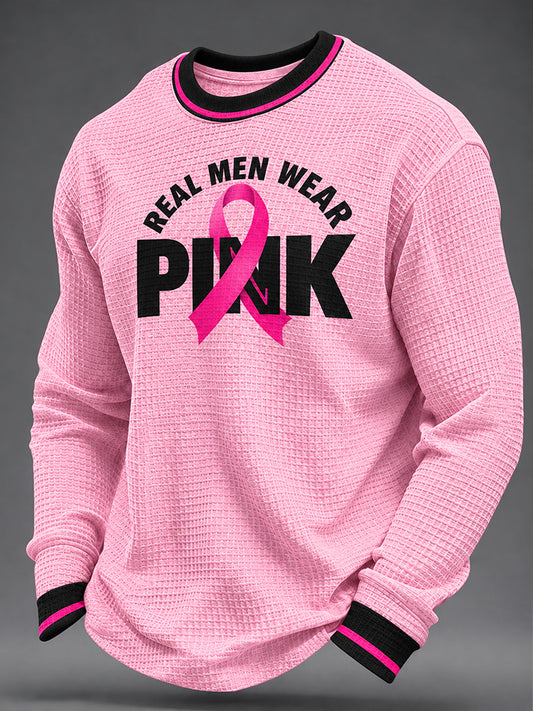 Mäns bröstcancer medvetenhet Riktiga män bär rosa våffle tröjan