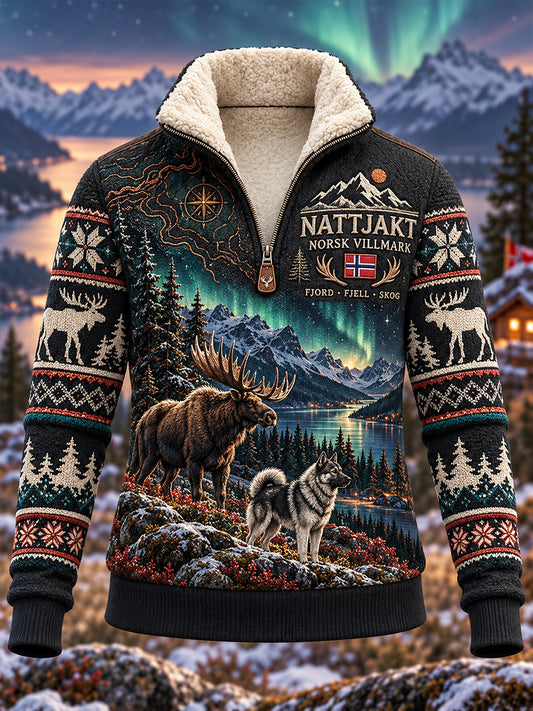 Herre-luftete halvglidelås-sweatshirt med fleecefor for jaktsekkonen i Norge