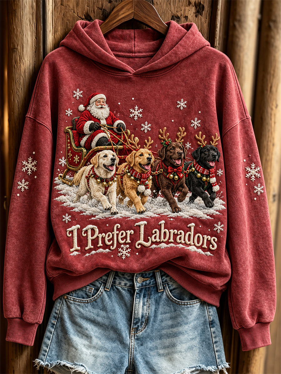 Damtröja med julmotiv – Jag föredrar labradorer, jultomte och hundar