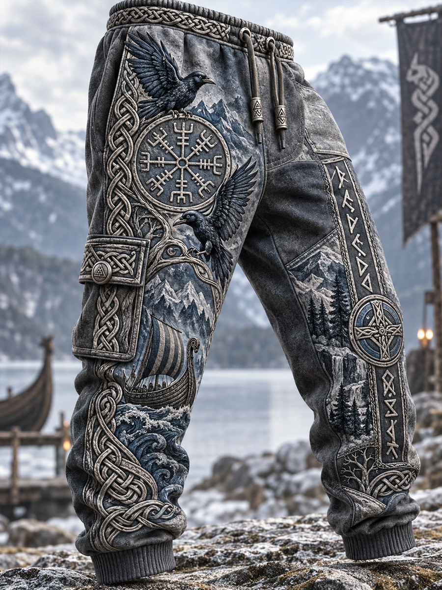 Vikingartig fritidströja och byxor för män