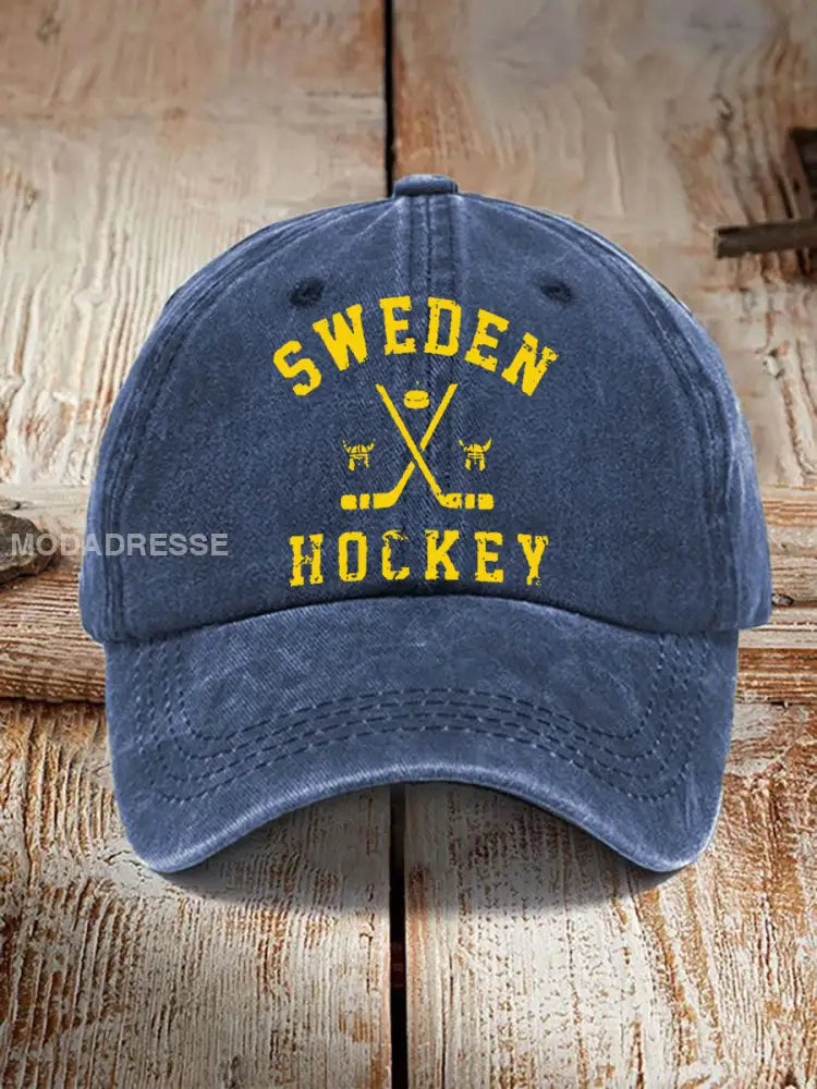 Svensk Ishockey tryckt Casual Unisex Caps marinblå / ONE