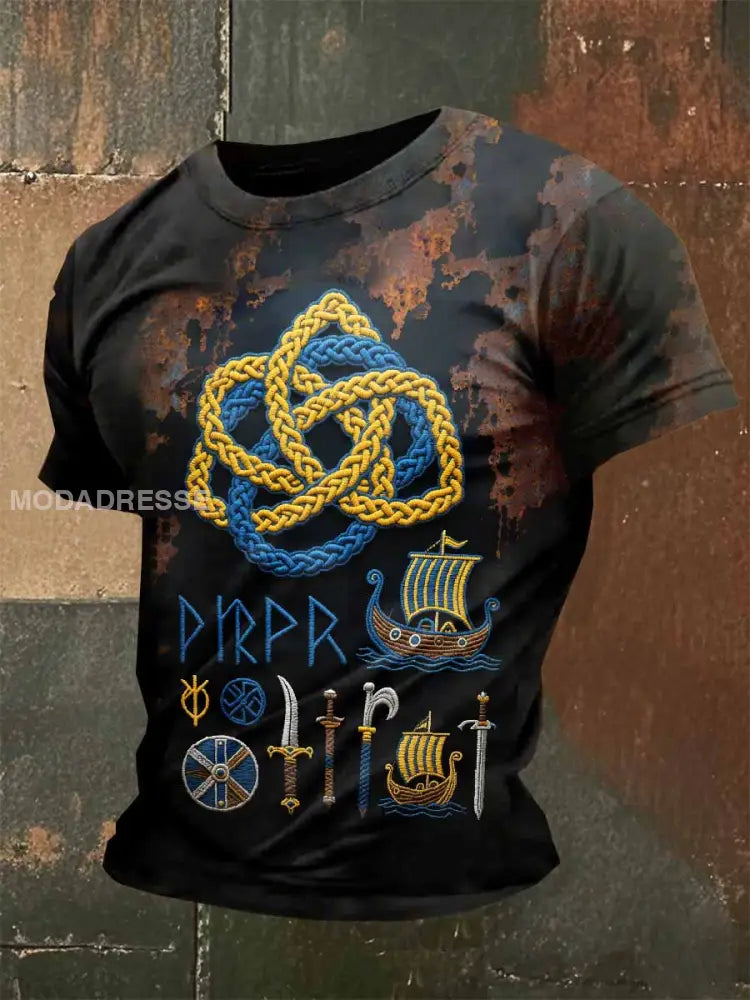 Svenska Viking keltisk knop Skriv ut Casual T-shirt För Män som bild / S