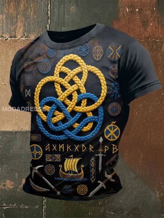 Svenska Viking keltisk knop Skriv ut Casual T-shirt För Män som bild / S
