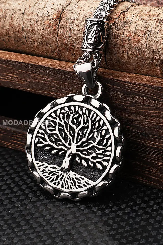 Träd of Life Pendant Halsbande stålfärg
