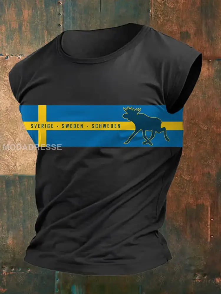 Tryckt väst till män svart / S