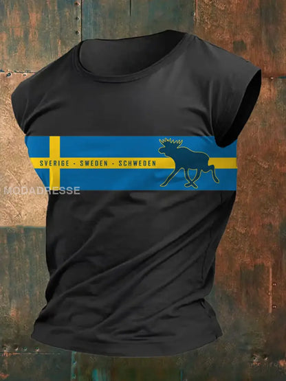 Tryckt väst till män svart / S