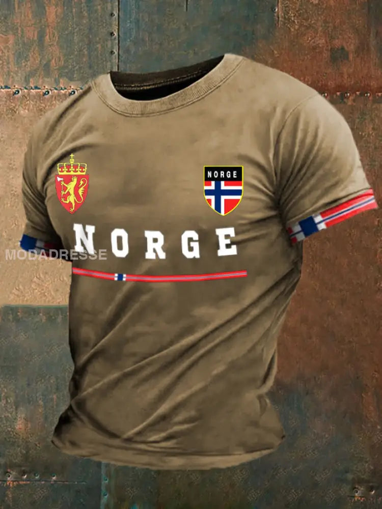 Trykt T-skjorte Khaki / S