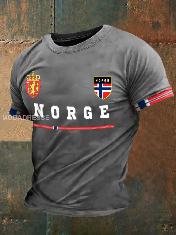 Trykt T-skjorte lyggrå / S
