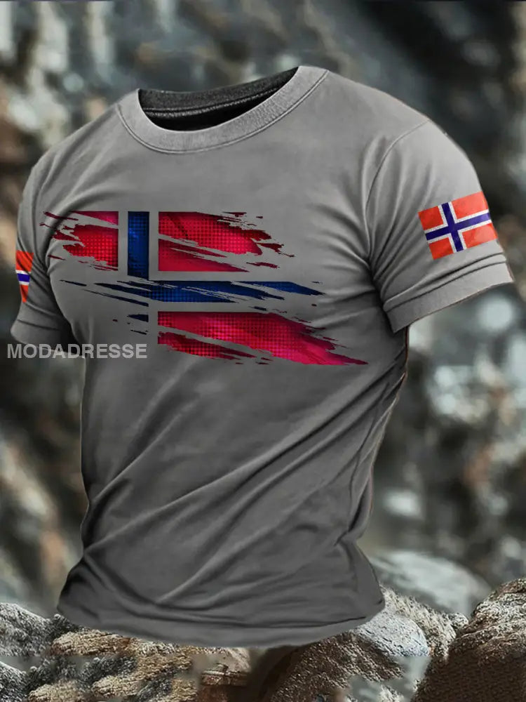 Trykt T-skjorte lysgrå / S