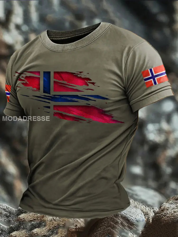 Trykt T-skjorte militær grønn / S