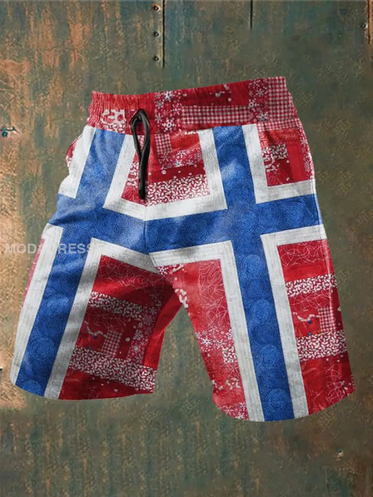 Trykte shorts for herrne raud / S