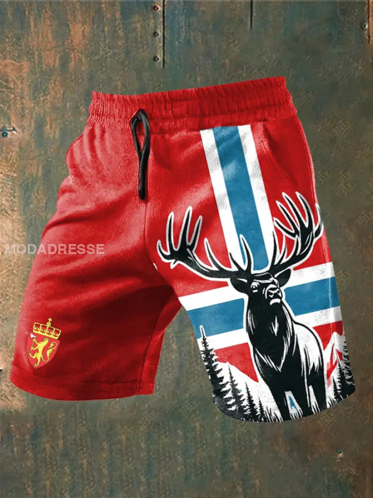 Trykte shorts for herrne raud / S