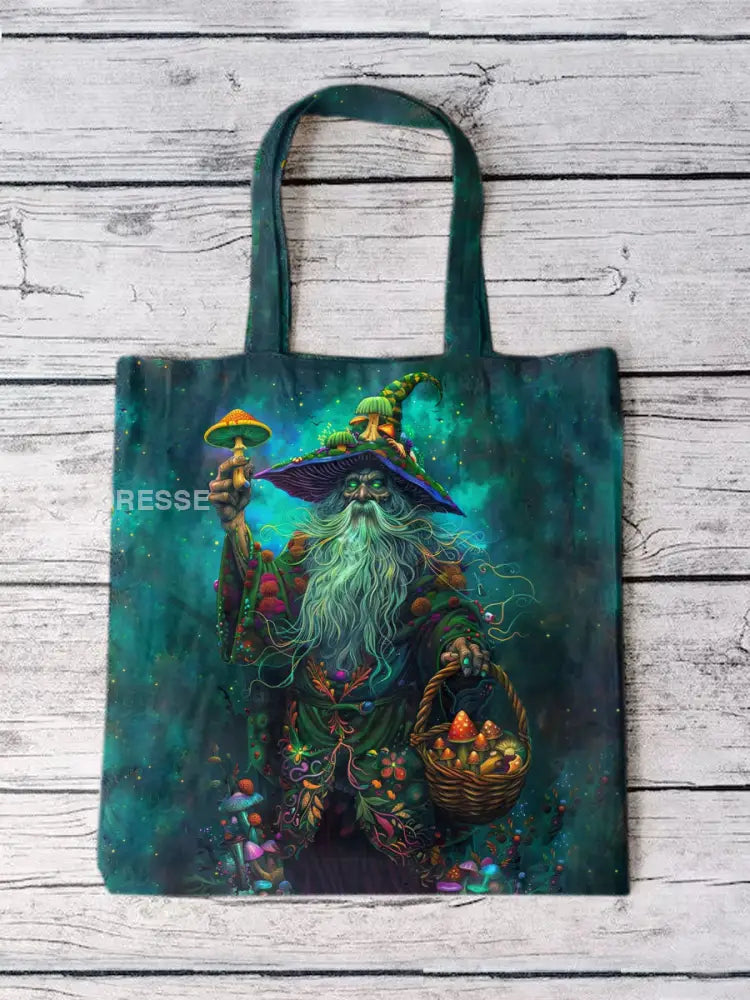 Unisex Fantasy Mushroom Värld illustration tryckt bomull Canvas väskan som bild / JM