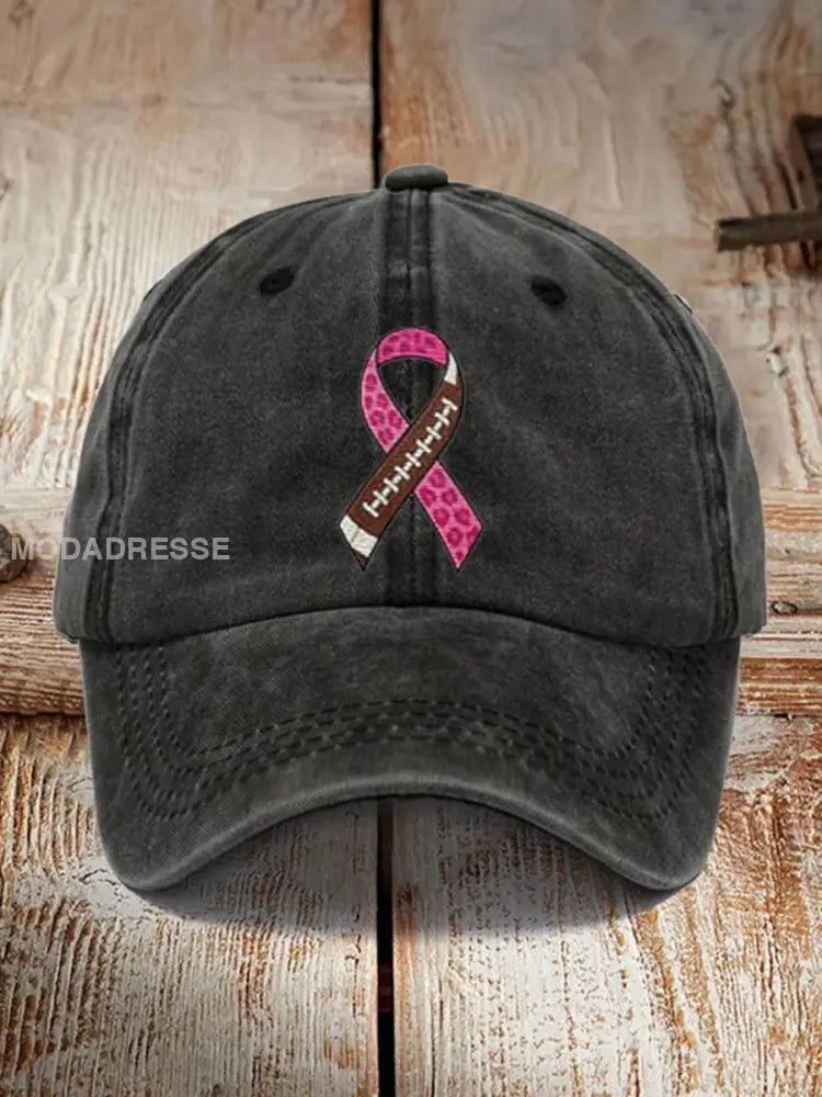 Unisex Fotboll kombineras med bröstcancer Design Print Hat svart / ONE