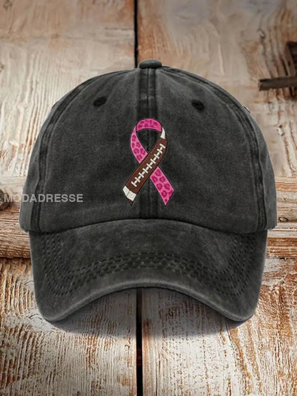 Unisex Fotboll kombineras med bröstcancer Design Print Hat svart / ONE