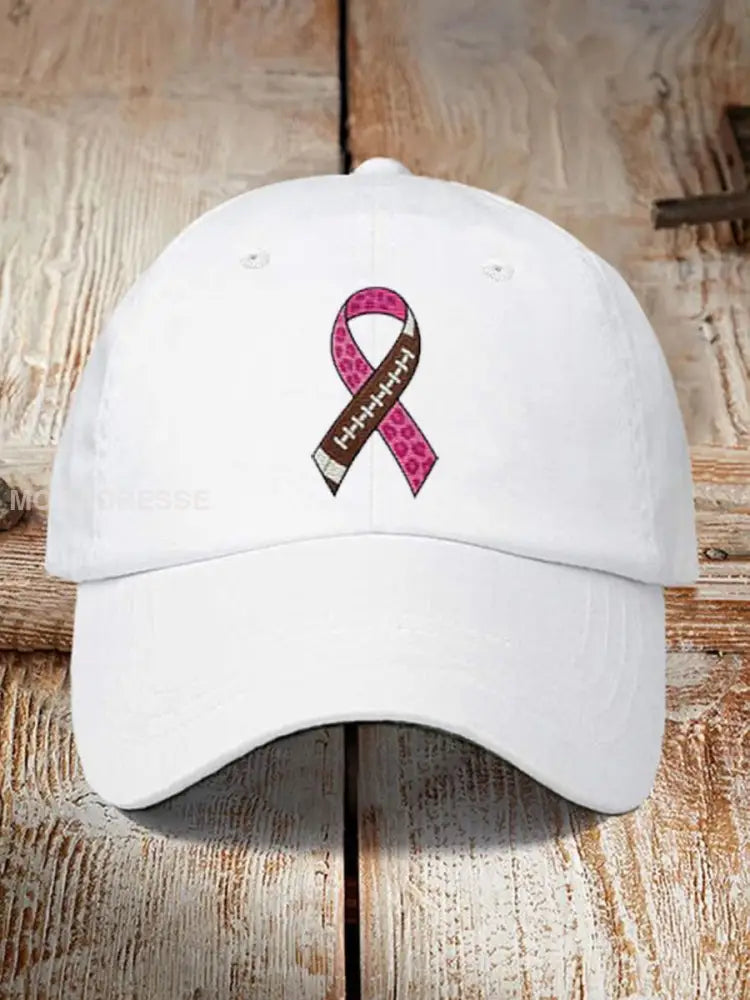 Unisex Fotboll kombineras med bröstcancer Design Print Hat vitt / ONE