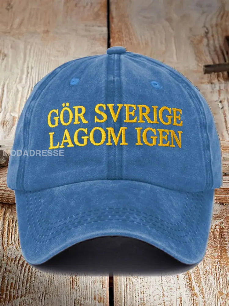 Unisex gör Sverige stor igen tryckt hatt blå / JM