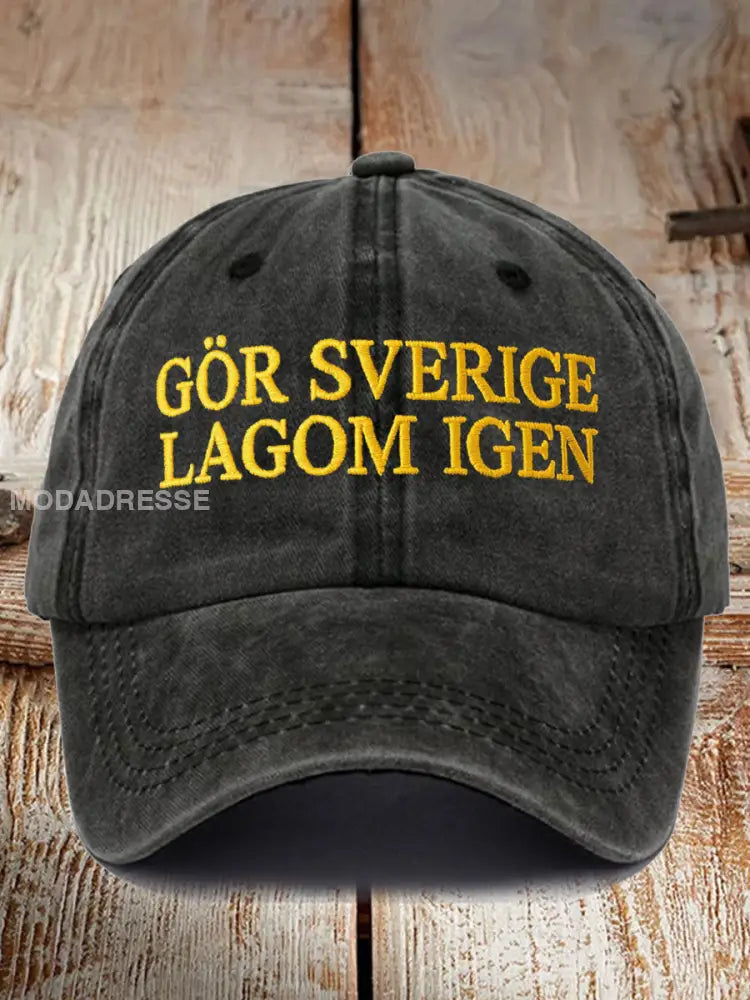 Unisex gör Sverige stor igen tryckt hatt svart / JM