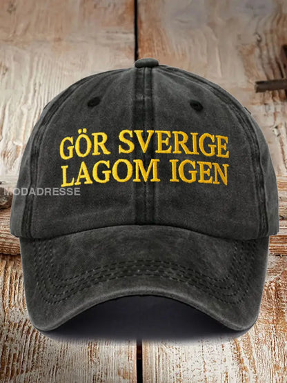 Unisex gör Sverige stor igen tryckt hatt svart / JM