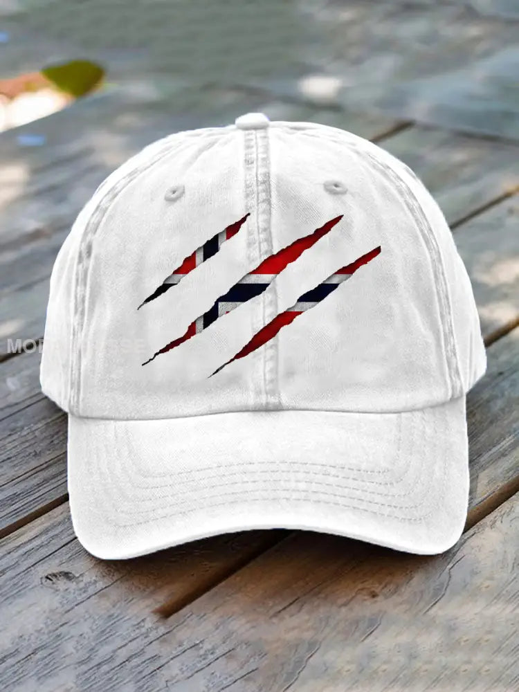 Unisex Norge flagg utskriftshatt kvit / JM