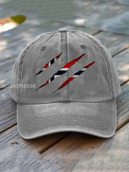 Unisex Norge flagg utskriftshatt lys grå / JM