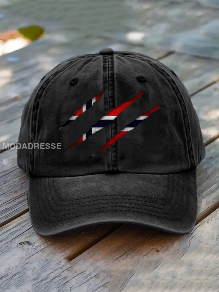 Unisex Norge flagg utskriftshatt svart / JM