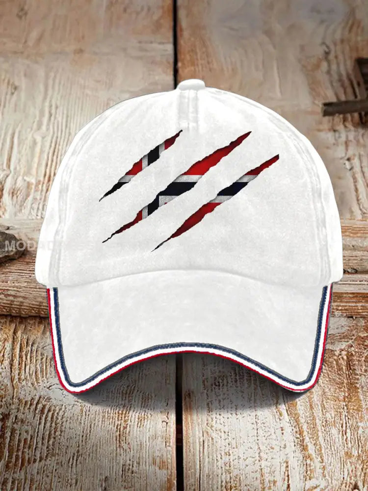 Unisex Norge flaggtrykt hatt kvit / JM