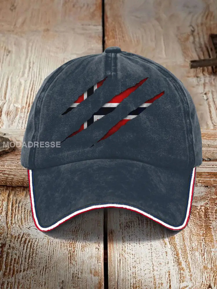 Unisex Norge flaggtrykt hatt marinblå / JM