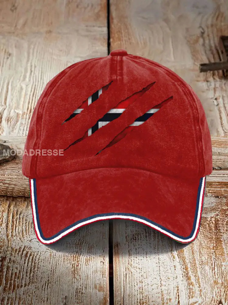 Unisex Norge flaggtrykt hatt raud / JM