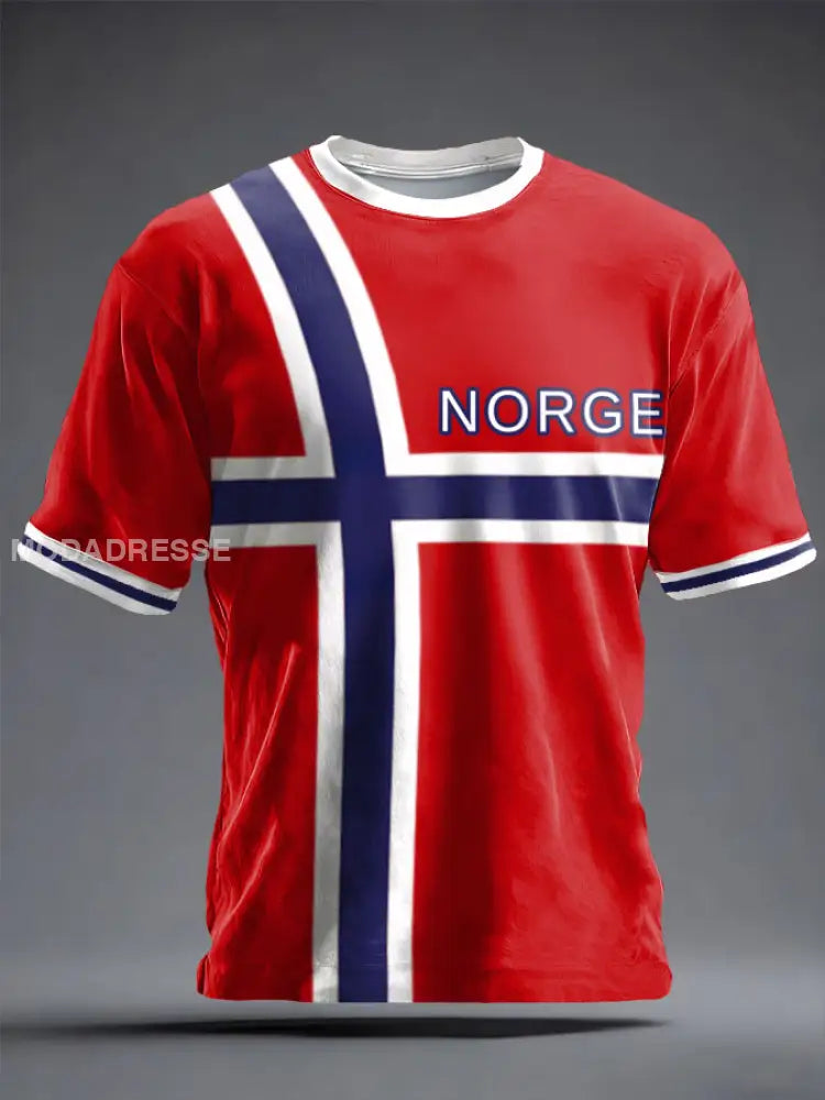Unisex Norge fotball kjærlighet trykt T-skjorte raud / S