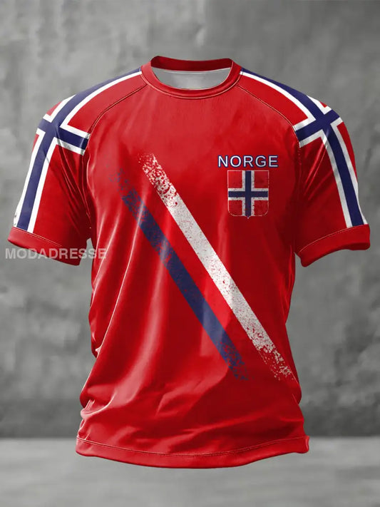 Unisex Norge fotball kjærlighet trykt T-skjorte raud / S