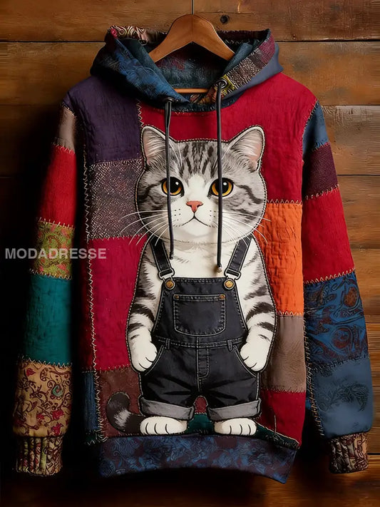 Unisex Retro Animal Art Print Bekväm Casual Sweatshirt A / S
