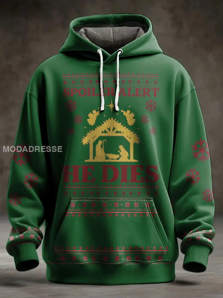 Unisex rolig jul Jesus var den första zombie tryckt Hoodie. grönt / S