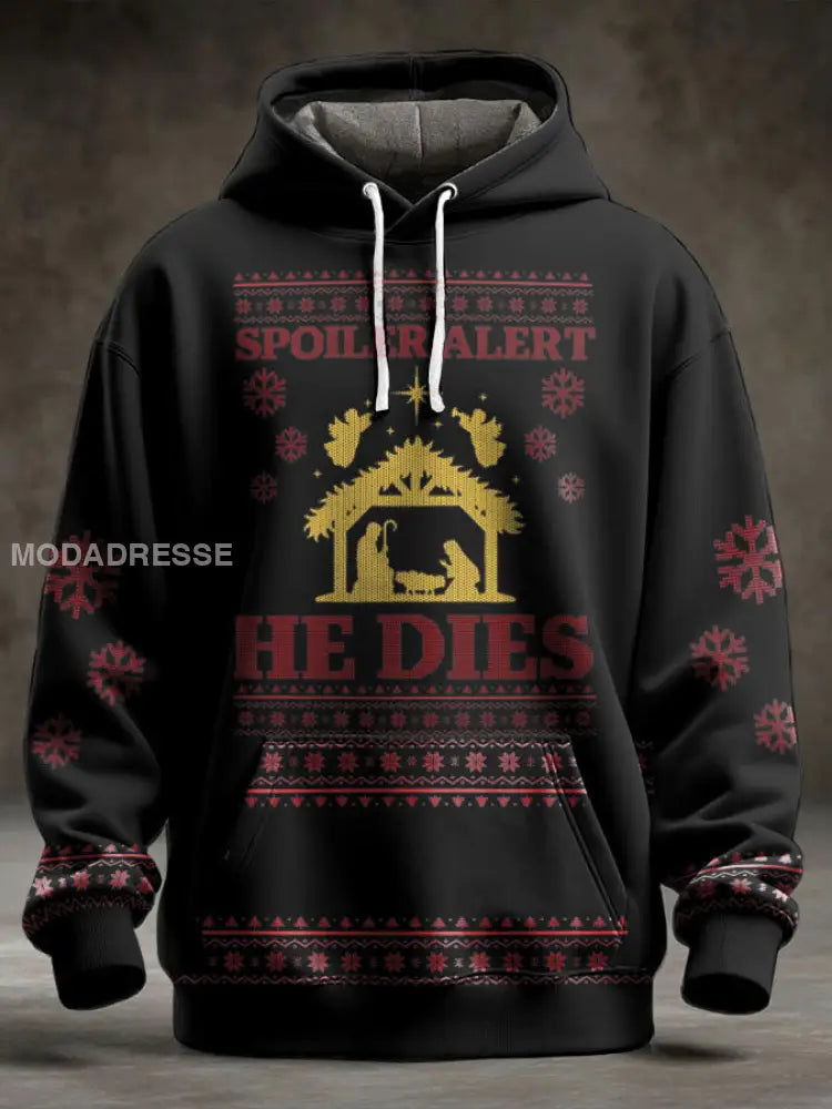 Unisex rolig jul Jesus var den första zombie tryckt Hoodie. svart / S