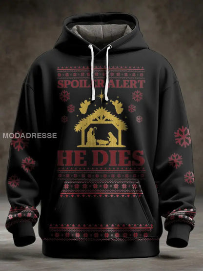 Unisex rolig jul Jesus var den första zombie tryckt Hoodie. svart / S