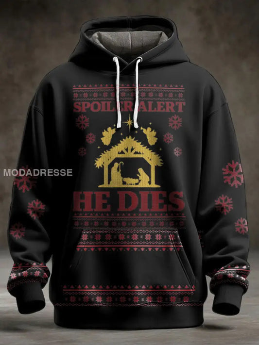 Unisex rolig jul Jesus var den första zombie tryckt Hoodie. svart / S