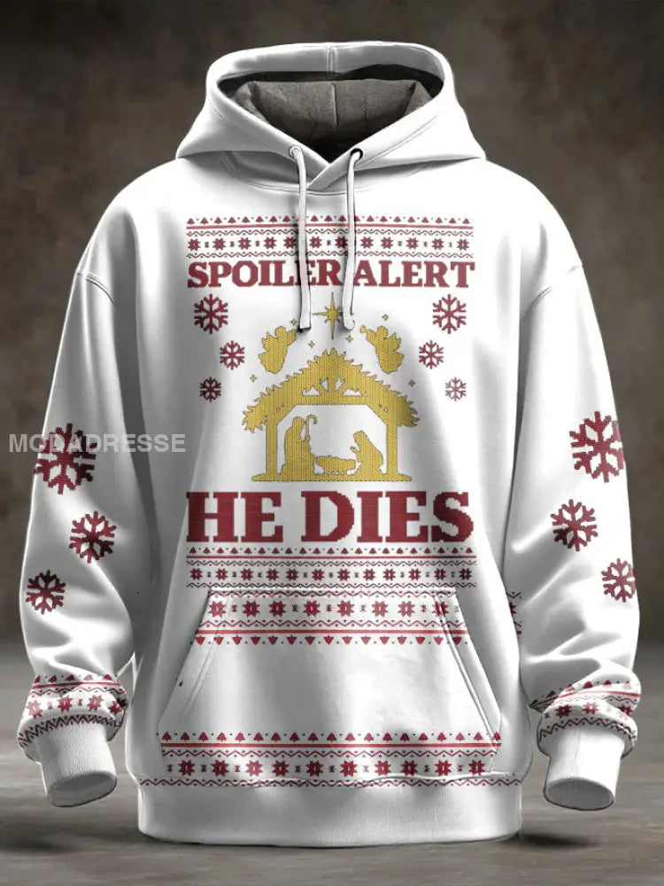 Unisex rolig jul Jesus var den första zombie tryckt Hoodie. vit / S
